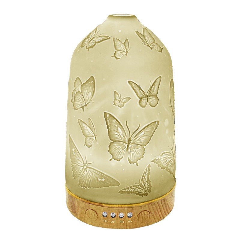 Aroma diffuser Ø 9x17 cm Wit Porselein Vlinders