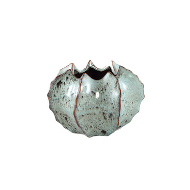 PTMD - Emmaa Grey ceramic pot ribbed spiky border XS