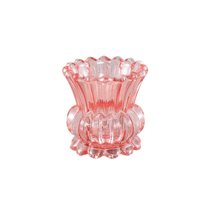 PTMD - Asli Pink glass antique look candle holder