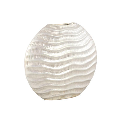 PTMD - Caitlyn Pearl glazed ceramic pot round wave L