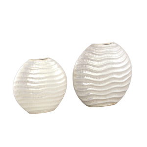 PTMD - Caitlyn Pearl glazed ceramic pot round wave S