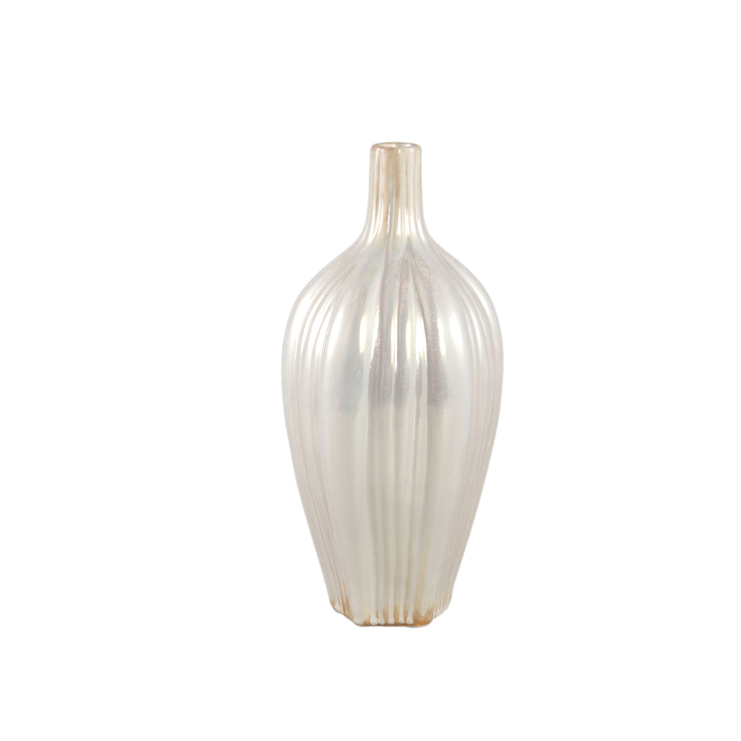 PTMD - Ziva Pearl glazed ceramic pot shiny with lines S