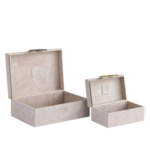 PTMD - Hazael Beige suede box golden handle set of 2