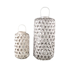 Afbeelding in Gallery-weergave laden, PTMD - Mayita Sand round bamboo lantern with glass L