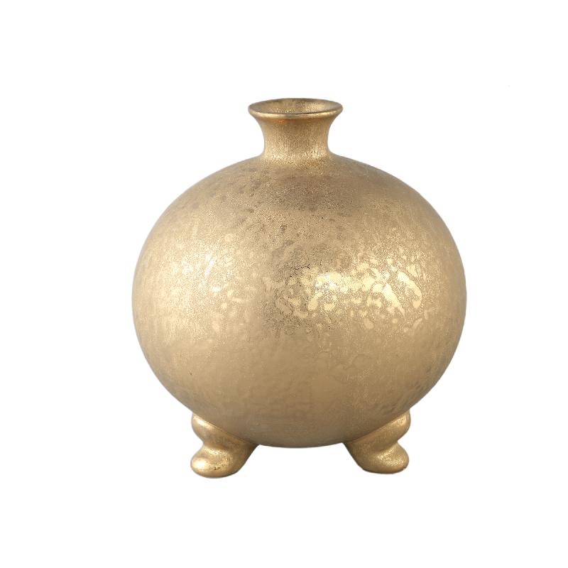 PTMD - Zoran Gold ceramic glazed bottle pot bulb on footL