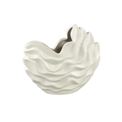 PTMD - Kaylagh Cream wavy shaped ceramic pot L