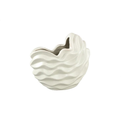 PTMD - Kaylagh Cream wavy shaped ceramic pot M