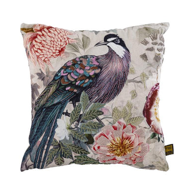 PTMD - Loralee Green square cotton cushion peacock
