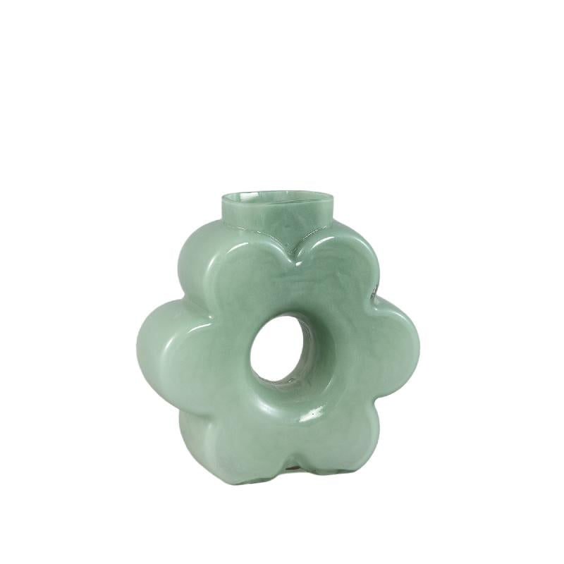 PTMD - Nazal Green glass flower shaped vase