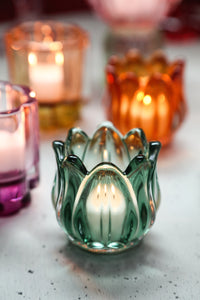 PTMD - Bloomy Green sprayed glass Tulip flower tealight