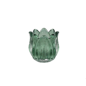 PTMD - Bloomy Green sprayed glass Tulip flower tealight