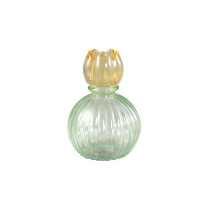 PTMD - Patsye Yellow glass tulip bottle candle holder