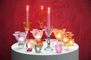 PTMD - Bloomy Pink sprayed glass Tulip flower tealight