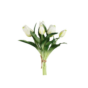 PTMD - Tulip Flower White bush with leaves short 5pcs