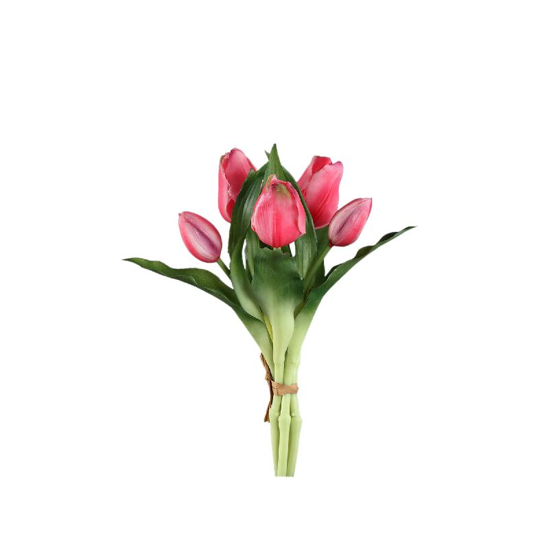 PTMD - Tulip Flower Pink bush with leaves short 5pcs