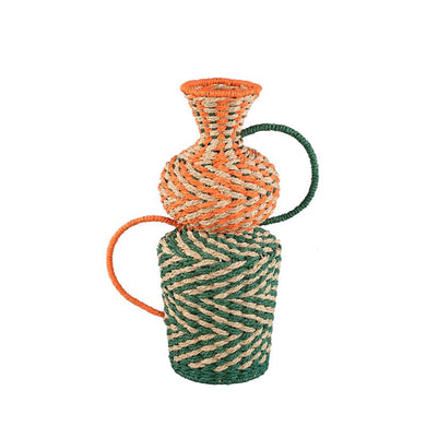 PTMD - Veraa Green natural paper basket round with ears