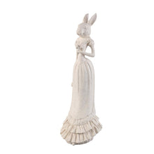 Afbeelding in Gallery-weergave laden, PTMD - Courtnay White poly rabbit shaped statue w flowers