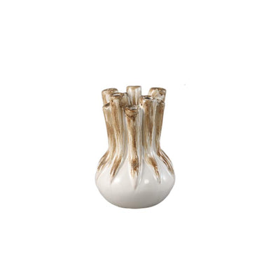 PTMD - Manali Cream ceramic round vase colored tubes S