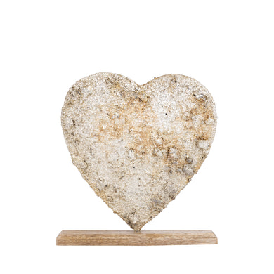 PTMD - Maddison Gold iron heart statue on wooden base L