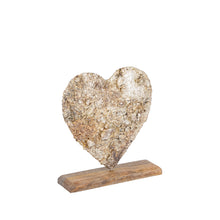 Afbeelding in Gallery-weergave laden, PTMD - Maddison Gold iron heart statue on wooden base M