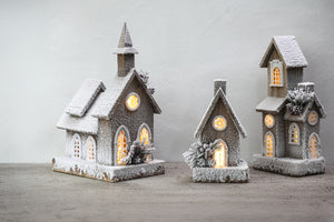 PTMD - Lavi White wooden high house shaped statue LED