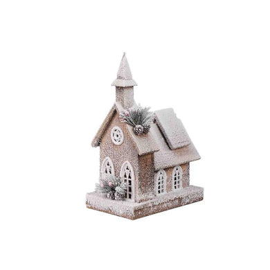 PTMD - Lavi White wooden church shaped statue LED