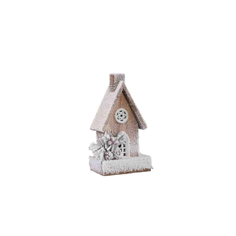 PTMD - Lavi White wooden small house shaped statue LED