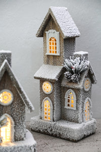 PTMD - Lavi White wooden high house shaped statue LED