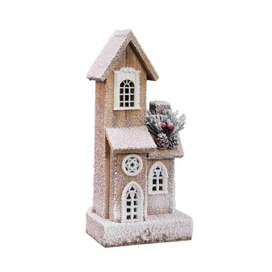 PTMD - Lavi White wooden high house shaped statue LED