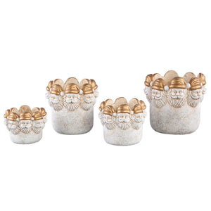 PTMD - Santi Gold cement pot santa head border round M