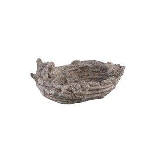 PTMD - Barky Grey cement bowl twig structure oval S