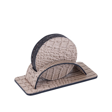 PTMD - Sarahkate Beige vegan leather coaster holder 6 pcs