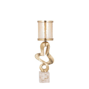 PTMD - Sianaine Gold casted alu candleholder travertine M