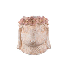 Afbeelding in Gallery-weergave laden, PTMD - Iyasia Pink rabbit shaped cement statue w flowers