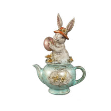 Afbeelding in Gallery-weergave laden, PTMD - Jardon Multicolor poly statue rabbit on tea pot