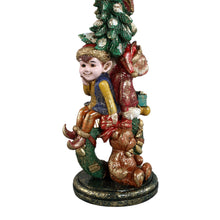 Afbeelding in Gallery-weergave laden, PTMD - Noel moss green poly candle holder dog and bear