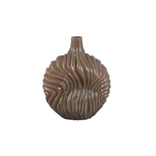 Afbeelding in Gallery-weergave laden, PTMD - Kelline Taupe round ribbed glass vase big