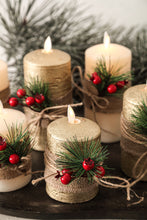 Afbeelding in Gallery-weergave laden, PTMD - Led Light candle ivory with christmas branch S/3