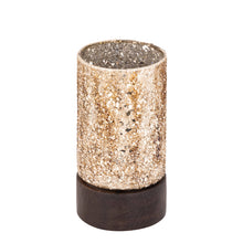 Afbeelding in Gallery-weergave laden, PTMD - Lucell Bronze mosaic glass stormlight wooden baseM