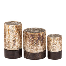 Afbeelding in Gallery-weergave laden, PTMD - Lucell Bronze mosaic glass stormlight wooden baseS