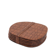 Afbeelding in Gallery-weergave laden, PTMD - Delcia Burgundy vegan leather coaster organic S/6