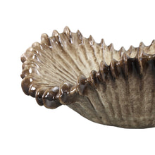 Afbeelding in Gallery-weergave laden, PTMD - Tarig Light Brown round ceramic ribbed wavy bowl