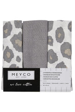 Afbeelding in Gallery-weergave laden, Meyco MONDDOEKJES 3-PACK HYDROFIEL PANTER - NEUTRAL/GREY - 30X30CM