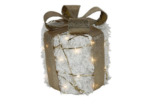 Kerstkado LED ro Bling L sneeuw/glitter goud-L25B25H30CM