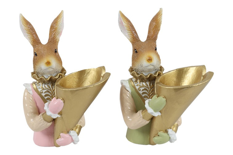 Konijn gouden komS roze of groen veelkleurig-L10B12H18CM