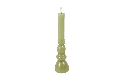 Kandelaar en kaars Nuala LED L groen-L7,5B7,5H31CM