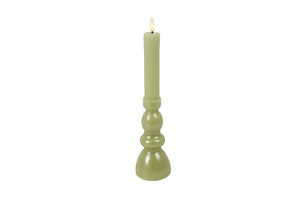 Kandelaar en kaars Nuala LED L groen-L7,5B7,5H31CM
