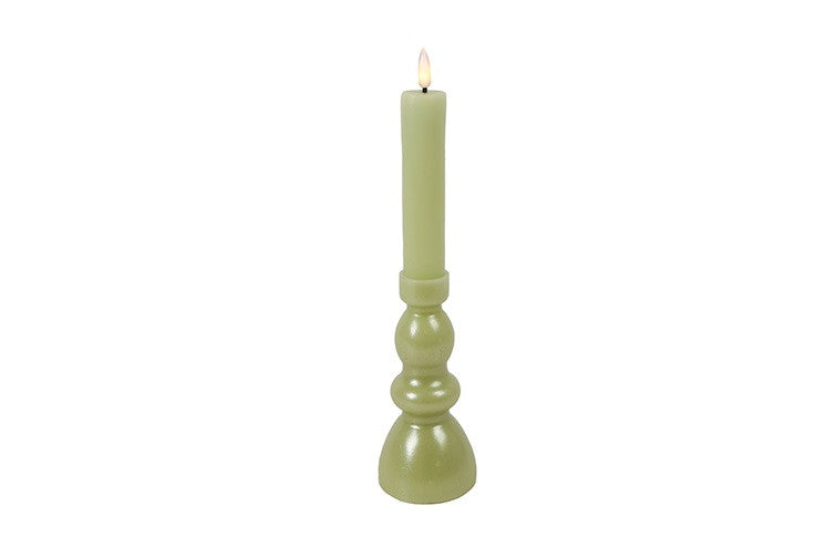 Kandelaar en kaars Nuala LED L groen-L7,5B7,5H31CM