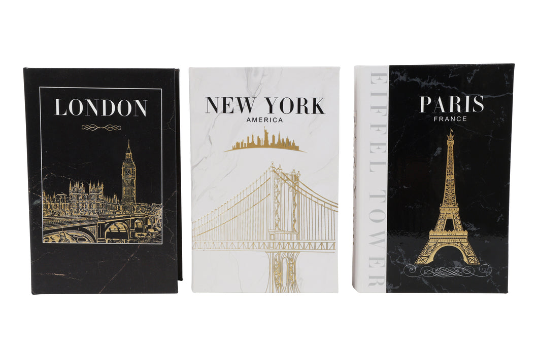 Opbergbox rh Book New York,Paris,Londen a3 grijs