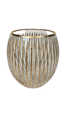 Mansion - Glass cilinder Striped Gold 17*17*19cm